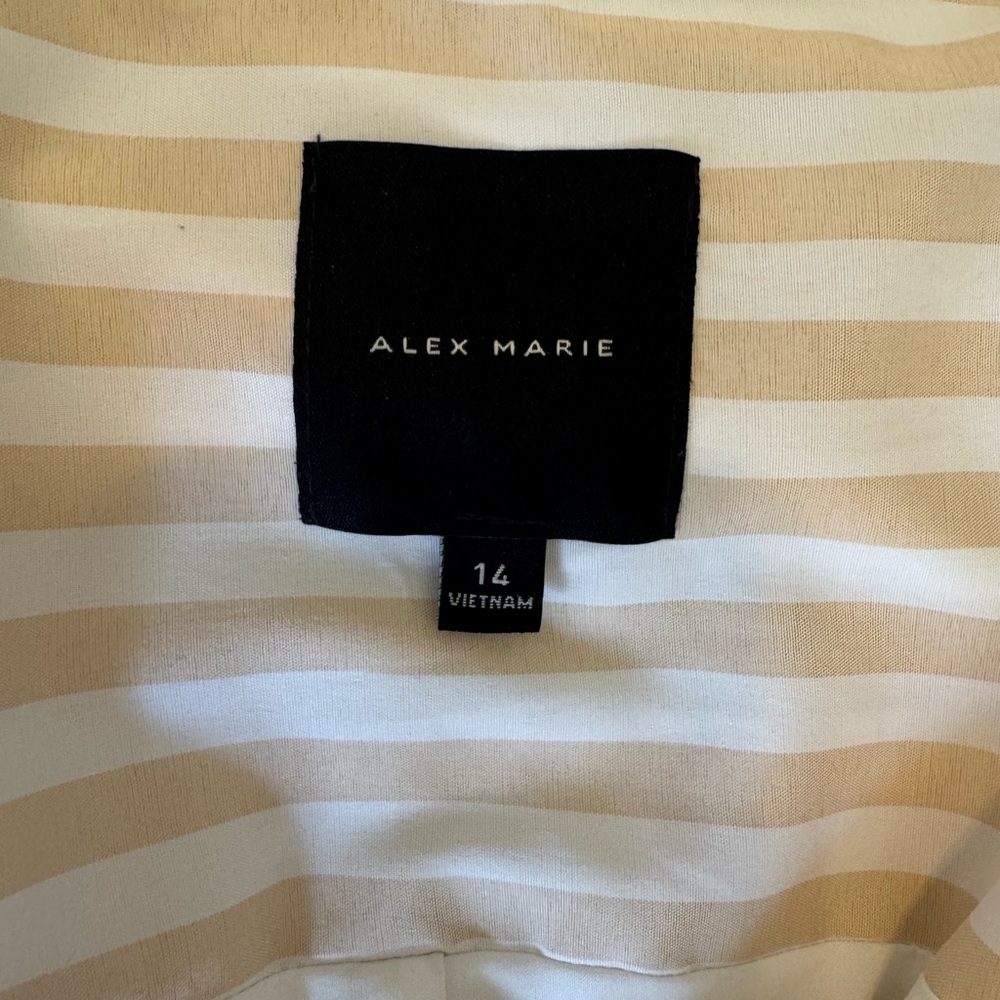 Alex Marie Jesse Cream Striped Shirt Dress - size 14 - Picture 9 of 12